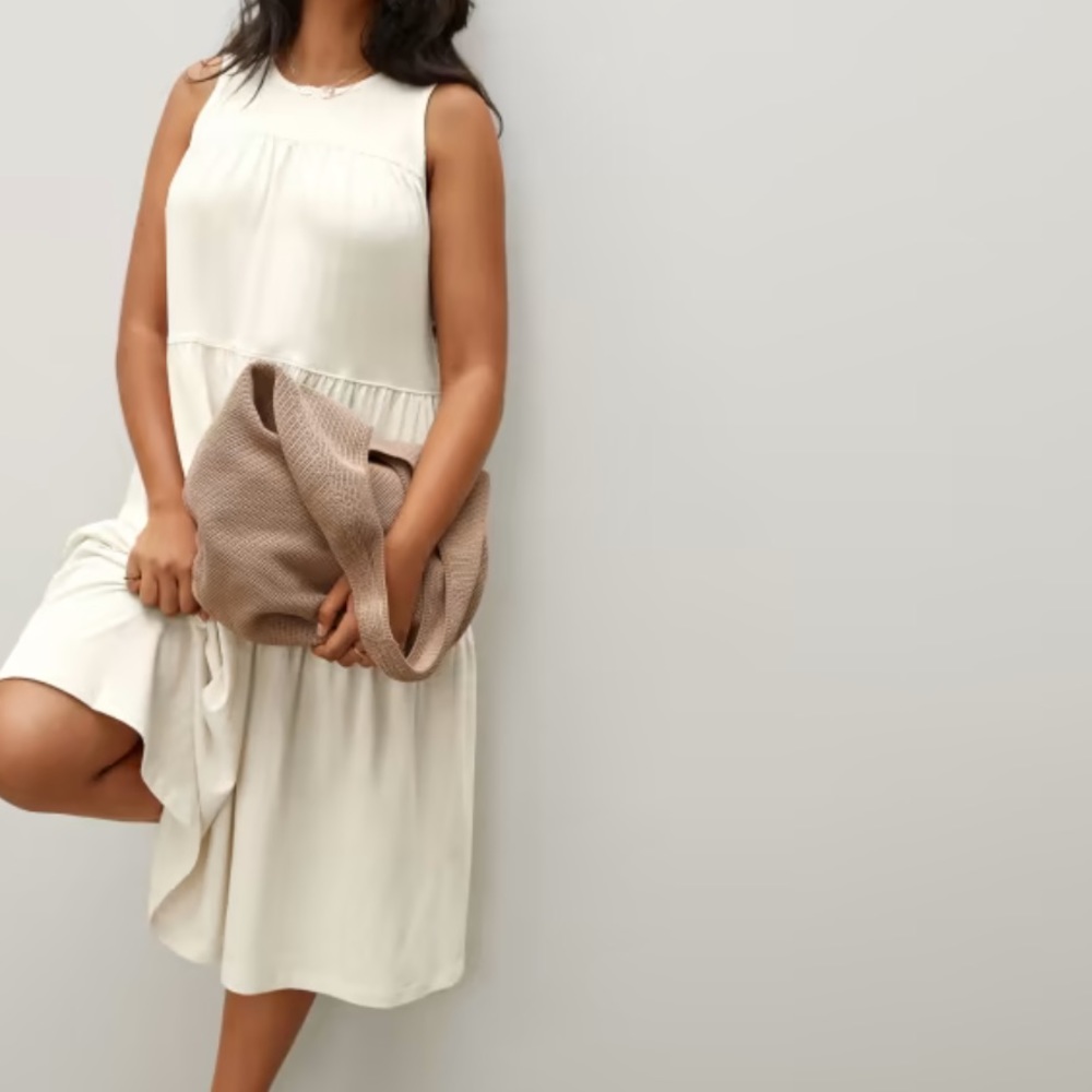 Everlane The Weekend Tiered Dress Cream - Large